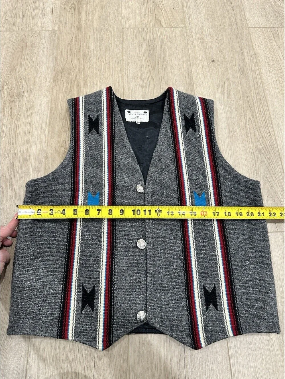Ceremonial Native American Wool Vest Centinela Traditional Arts Chimayo Size 40